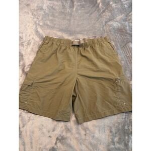 Columbia Cargo Shorts Mens XL Green Packable AM4375 Nylon Hiking Outdoor Belted